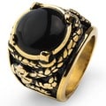 Goldplated Stainless Steel Black Onyx Dragon Claw Ring