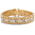 Ultimate 14k Two-tone Goldplated Men's Channel-set CZ Bracelet