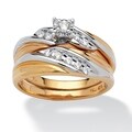 Ultimate CZ 18k Gold over Sterling Silver Cubic Zirconia Wedding Ring Set