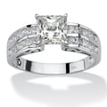 Ultimate CZ 10k White Gold Princess-Cut and Channel-Set Cubic Zirconia Ring