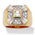 Ultimate CZ Men's 14k Gold-Plated Bezel-Set Round and Baguette Cubic Zirconia Ring