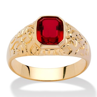 Neno Buscotti Men's Simulated Ruby Nugget-Style Ring in 14k Gold-Plated