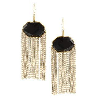 Goldtone Black CZ Tassle Earrings