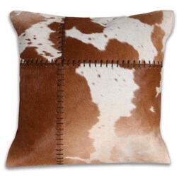 Marlo Lorenz Cow Hide Tan 16-inch Decorative Pillow