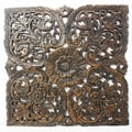 Black Carved Inlay Square Lotus Panel (Thailand)