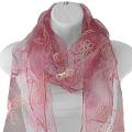 Hand-spun Silk Embroidered Small Daisy Coral Scarf (India)