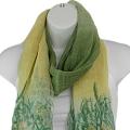 Hand-spun Silk Green and Yellow Multi-panel Scarf (India)