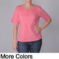 Adi Designs Women's Embellished Neck Tee