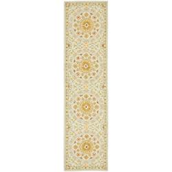Hand-hooked Chelsea Kina Teal Blue Wool Runner (2'6 x 10')