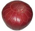 Leather Burgundy Pouf Ottoman (Morocco)