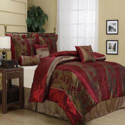 Rosemonde Burgundy 7-piece Comforter Set
