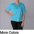 Adi Designs Women's Embellished Neck Tee