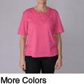Adi Designs Women's Embellished Neck Tee