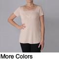 Adi Designs Women's Embellished Neck Tee