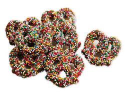 Chocolate Covered Nonpareil Sprinkle Pretzels