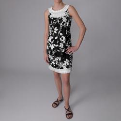 Sangria Women's Pleated Accent Floral Print Sleeveless Dress