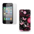 Premium Apple iPhone 4/ 4S Pink Butterfly Protector Case with Screen Protector