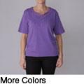 Adi Designs Women's Embellished Neck Tee