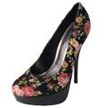 Glaze by Journee Co Women's 'Nicole-2-Blk' Floral Print Platform Pumps