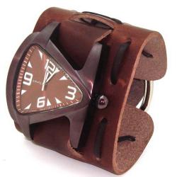 Nemesis Men's Signature Brown Cooper Triangle Leather Band Watch