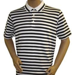 Ashworth EZ-Tech Striped White/ Navy Polo Golf Shirt