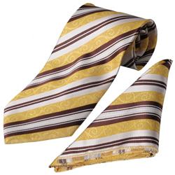 Boston Traveler Men's Swirl and Striped Pattern Tie Hanky Set