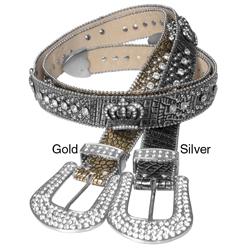 Journee Collection Women's Rhinestone and Crown Accent Belt
