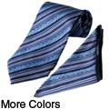 Boston Traveler Men's Striped Tie Hanky Set
