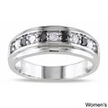 Miadora 10k White Gold 1/2ct TDW His and Her's Black and White Diamond Ring