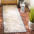 Safavieh Natural/ Blue Indoor Outdoor Rug (2'2 x 14')