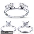 14k White Gold 1/4 to 1ct TDW Diamond Wrap or Princess-cut Solitaire Ring