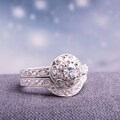 Miadora Silver Created Sapphire and 1/10ct TDW Diamond Bridal Ring Set