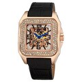 Akribos XXIV Square Crystal Skeleton Automatic Watch