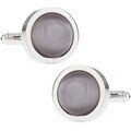 Cuff Daddy Silvertone Silver Fiber Optic Glass Cuff Links
