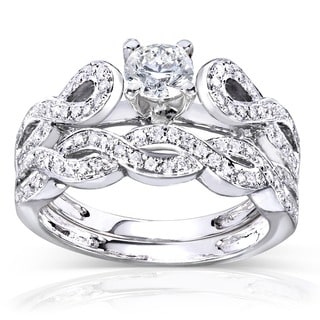 14k White Gold 1/2ct TDW Diamond Braided Bridal Ring Set