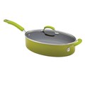 Rachael Ray Porcelain II 5-Quart Covered Green Saute Pan with Helper Handle