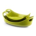 Rachael Ray 'Bubble and Brown' Green 2-piece Stoneware Casserole Set