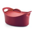 Rachael Ray Stoneware 4.25-Quart Red Casseroval Covered Baking Dish