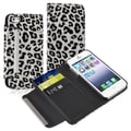BasAcc White/ Black Leopard Leather Wallet Case for Apple iPhone 5