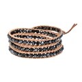Natural Beauty Stones Three Wrap Nude Leather Bracelet (Thailand)