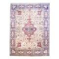 Indo Hand-knotted Tabriz Ivory/ Navy Wool Rug (8'2 x 11')