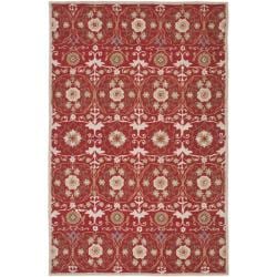 Hand-hooked Chelsea Styles Red Wool Rug (7'9 x 9'9)