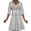 Divine Apparel Women's Missy Silver Taffeta Ruffled Jacket 2-piece Dress