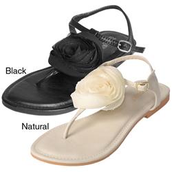Journee Collection Women's 'Carnival-30' Floral Accent T-strap Sandals