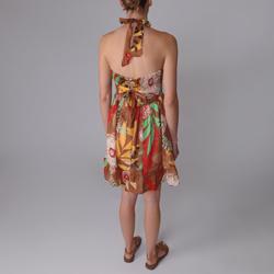 Good Times Junior's Smocked Waist Floral Halter Dress