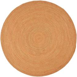Hand-woven Reversible Peach/ Green Braided Rug (6' Round)