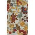 Handmade Blossom Floral Light Blue Wool Rug (8' x 10')