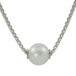 Pearls For You Sterling Silver White Freshwater Pearl Solitaire Necklace (9-10 mm)