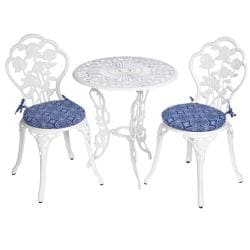 Bistro Outdoor Blue Tile Round Chair Cushions (Set of 2)