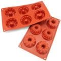 Freshware 6-cavity Mini Bundt Cake Silicone Mold/ Baking Pans (Pack of 2)
